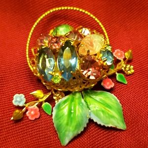 Vintage bouquet of jemstones Multicolored cluster with Enamel detail bold bright